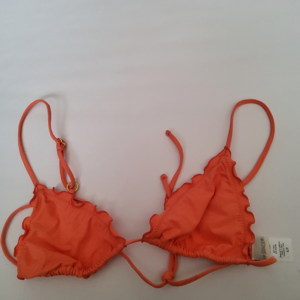 New L*Space Maggie Ruffle Triangle Bikini Swimsuit Top Size S